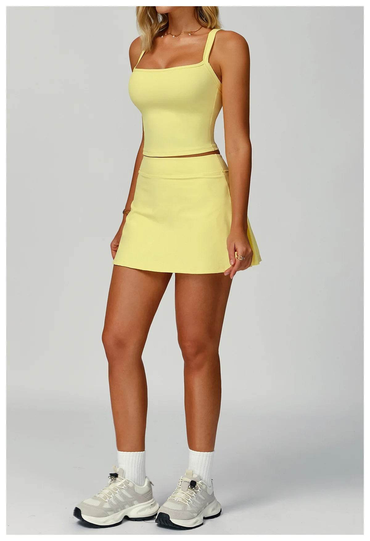 Tennis Top and Skirt Set Women Summer Sport Active Wear Badminton Golf Wear Yoga Outdoor Running Suit Black White Pink Skort - AIAZ