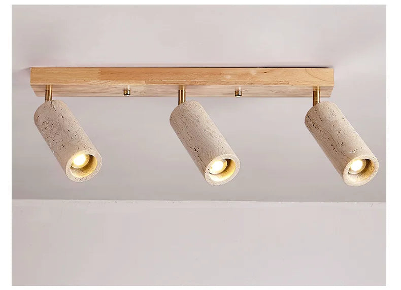 Stone Ceiling Lamp Spot light Angle Adjustable Rectangle Wood Base