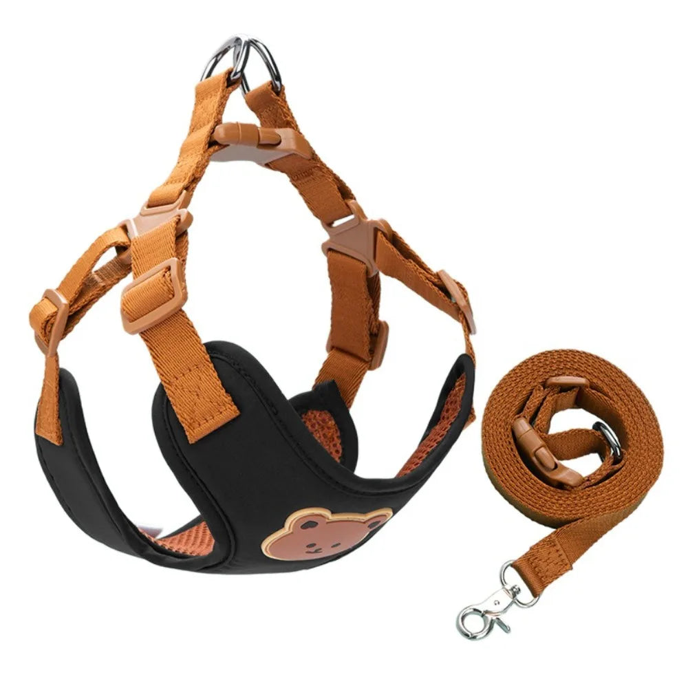 Creative Cute Pet Harness Leash Anti-Escape Adjustable Dog Collar Harness No Pull Cat Chest Strap Vest Outdoor Walking Travel