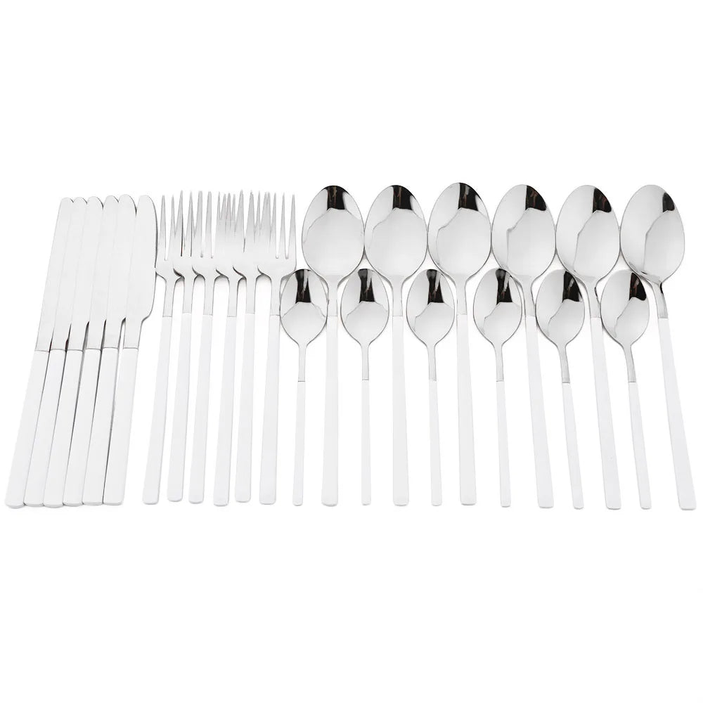 24pcs Knife Fork Spoon Dinnerware Set Rose Gold Tableware Stainless Steel Flatware Kitchen Cutlery Set with Luxury Storage Rack