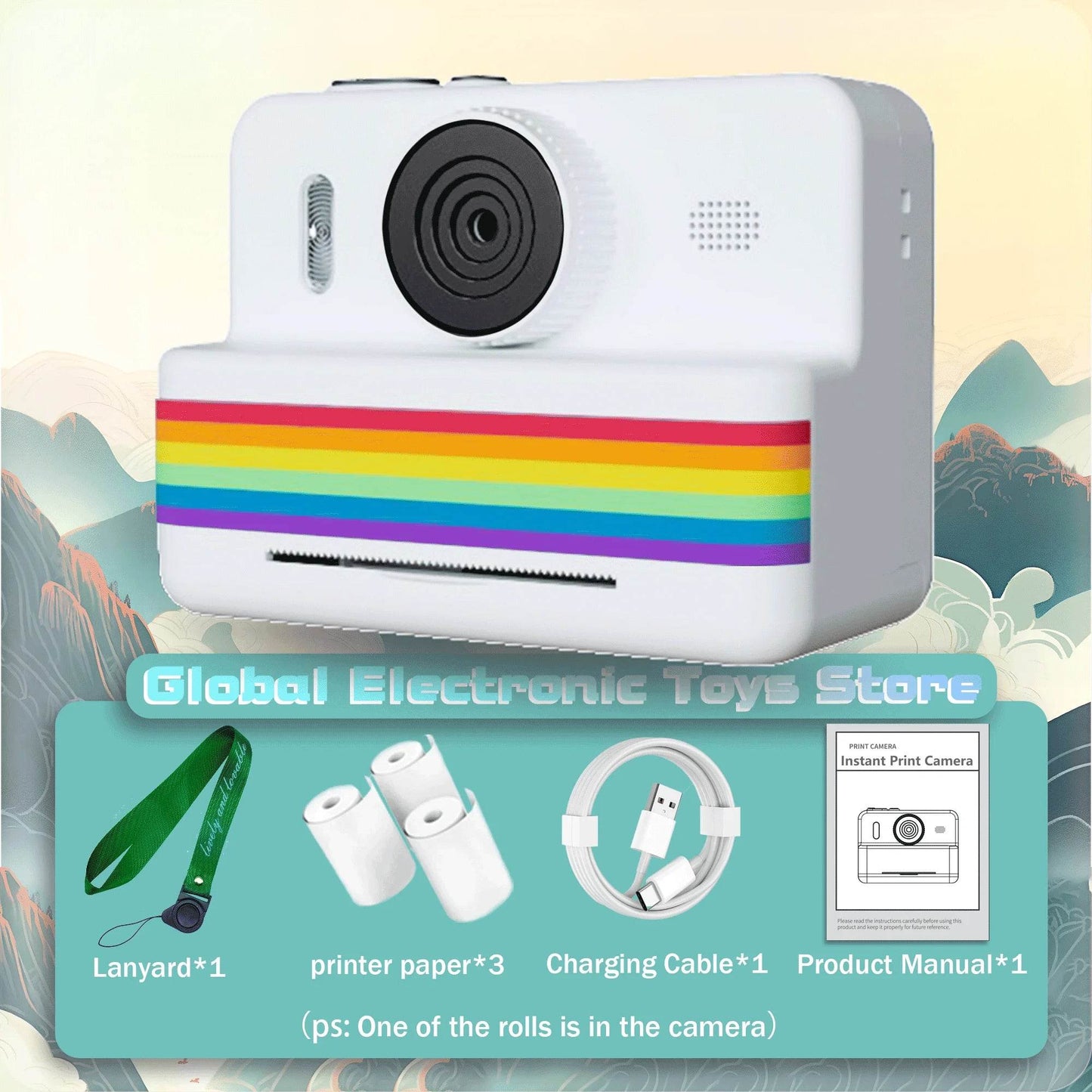 2.8 Inch Large Screen Instant Print Camera, HD Digital Video Camera for Kids, Outdoor Zero Ink Portable Print Toy Camera - AIAZ