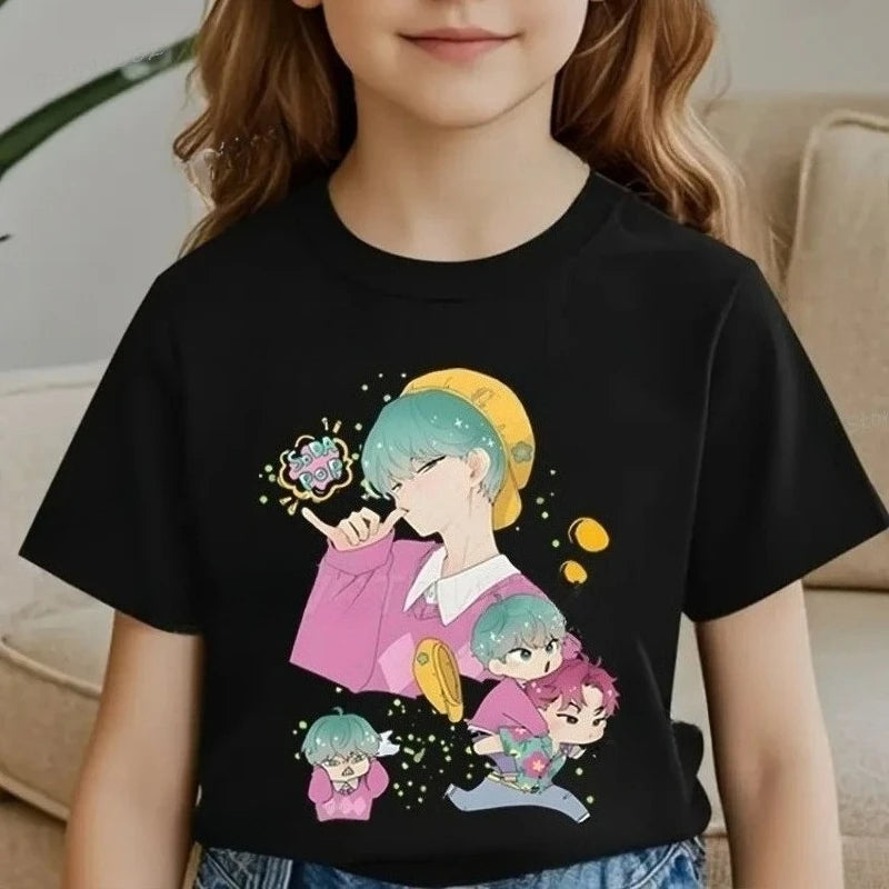KPop Demon Hunters Saja Boys T-shirt Tops New Fashion Casual Kids T-shirt Short Sleeve Kids Soda Pop Cartoon Harajuku Tee