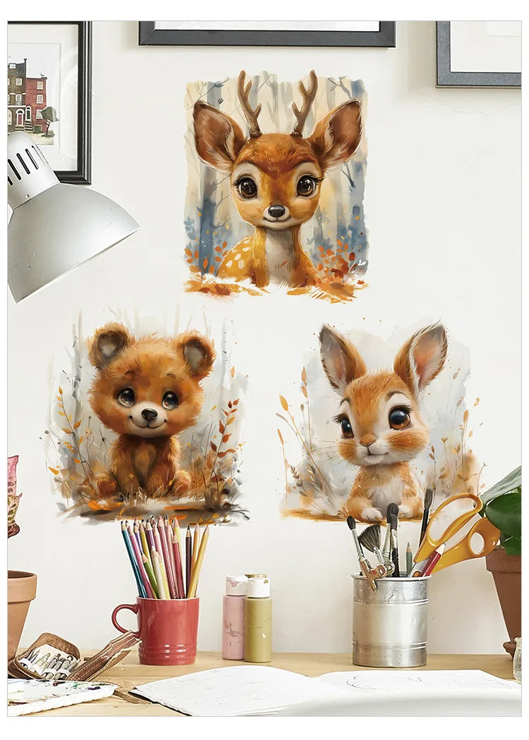 Animal Vinyl Tile Child Wall Sticker For Baby Kids Room Decoration Adhesive Wallpaper Bedroom Accessories Wall Decor Home Decor