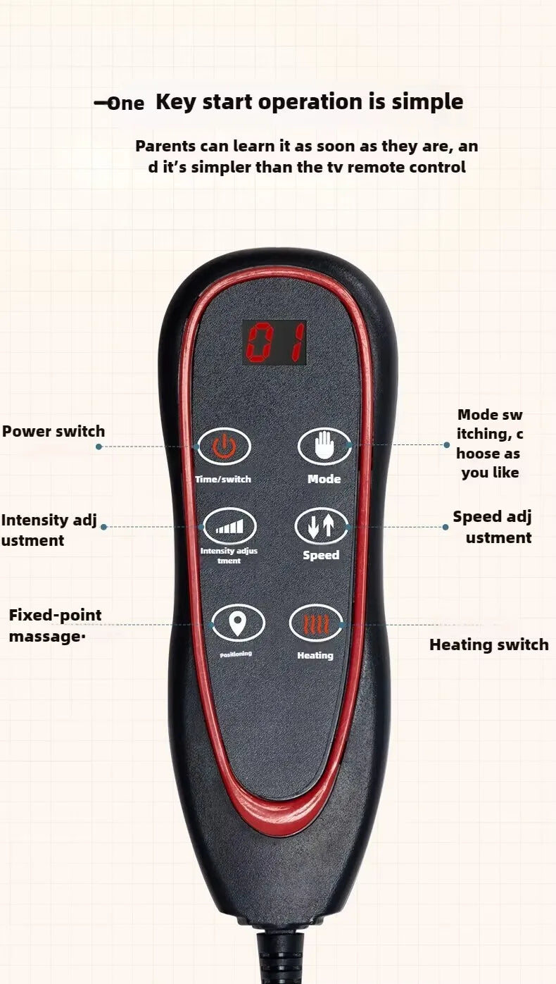 Electric Full Body Massage Mattress With Heating Hand Control Shoulder Neck Waist Airbag Back Kneading vibration Massage Cushion