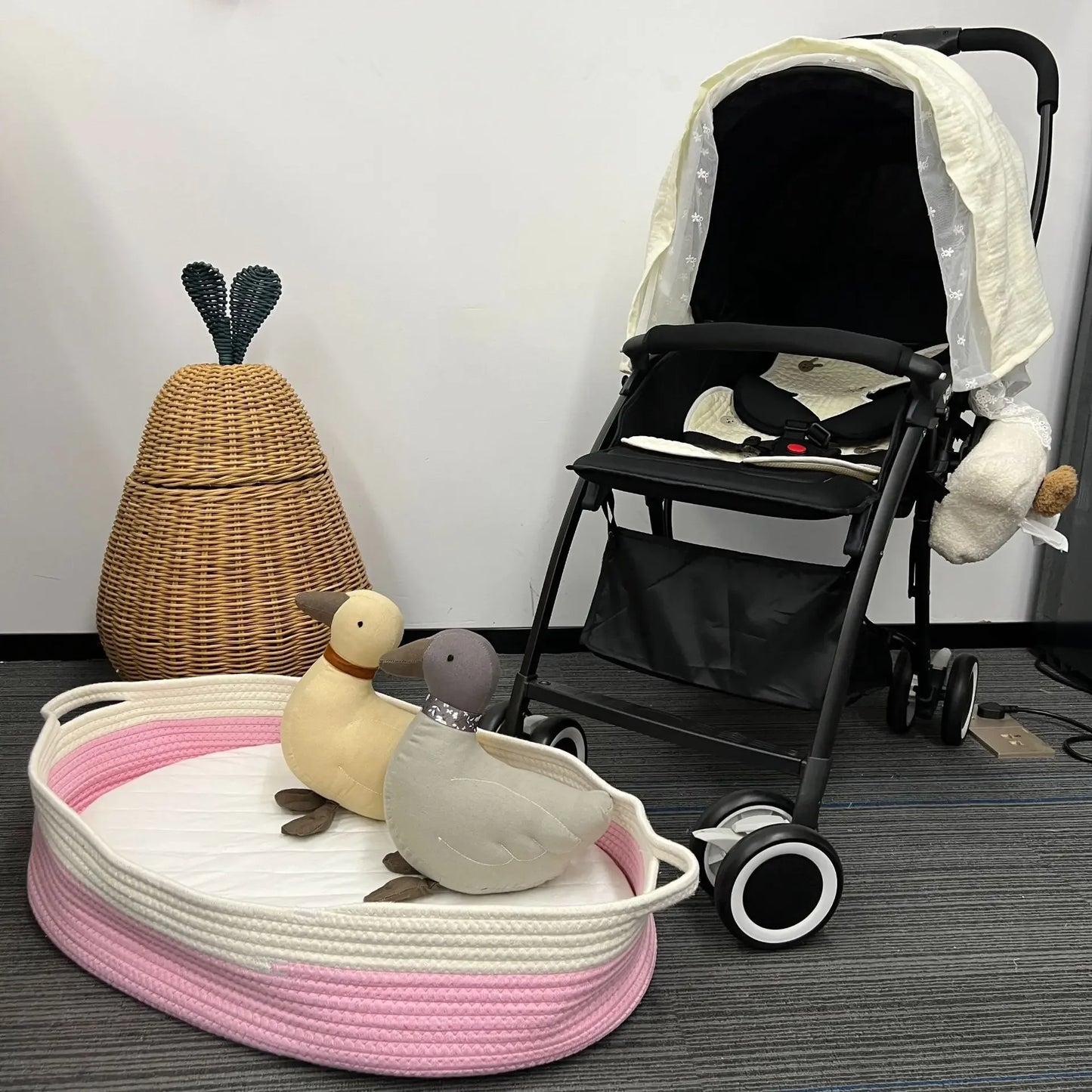 Ins Newborn Hand Basket Cotton Rope Woven Crib Baby Cradle Portable Outdoor Sleeping Infant Accessories Photography Props Gifts