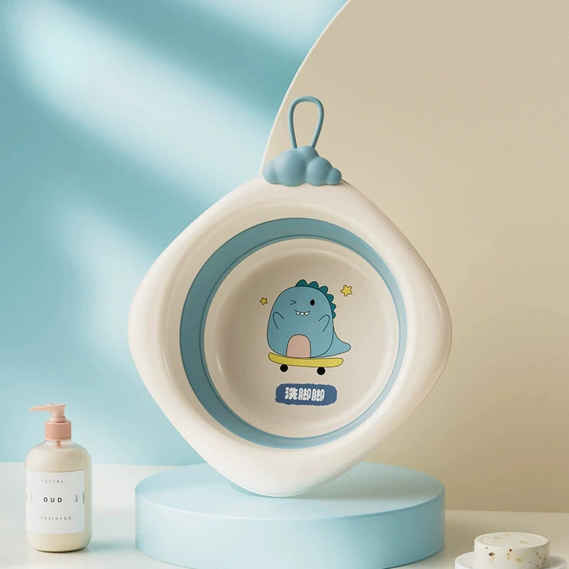 Folding Baby Washbasin Safe Material Cute Cartoon Style Thick and Easy To Fold Easy To Store Without Deformation