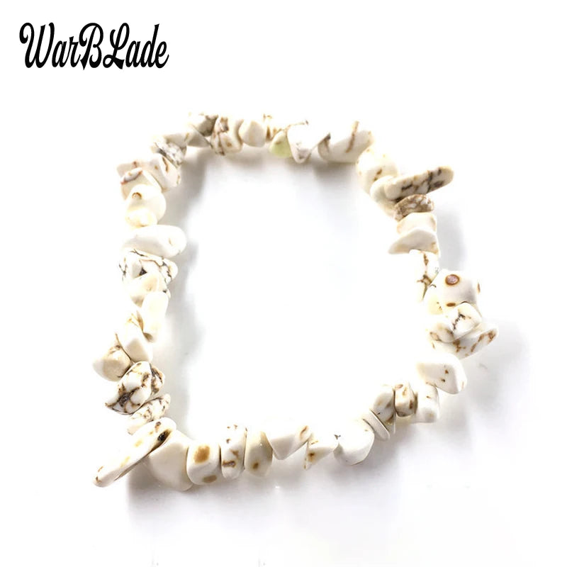 New Women Bracelets Bangles Natural Gem Stone Bracelet Irregular Stretch Chip Beads Nuggets Bracelets Bangles Crystal Wristband