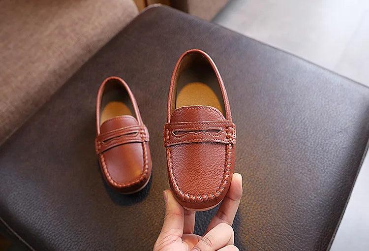 Boys Shoes Spring Autumn Kids Oxfords Boys Slip-on Flats Soft PU Leather Shoes Toddler Black White Loafers For Boy