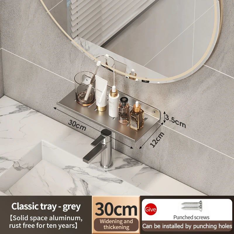 Faucet storage tray, bathroom storage rack, mirror front toilet, washbasin, washbasin, non perforated bathroom rack