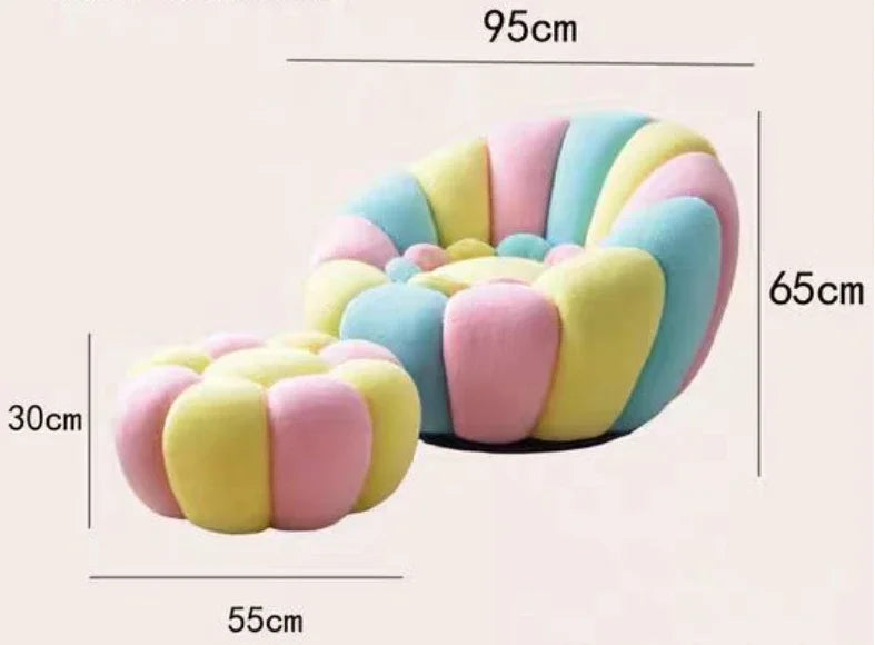 Lazy sofa that can be reclined or slept on, pumpkin sofa chair, small-sized lamb velvet fabric sofa, single sofa