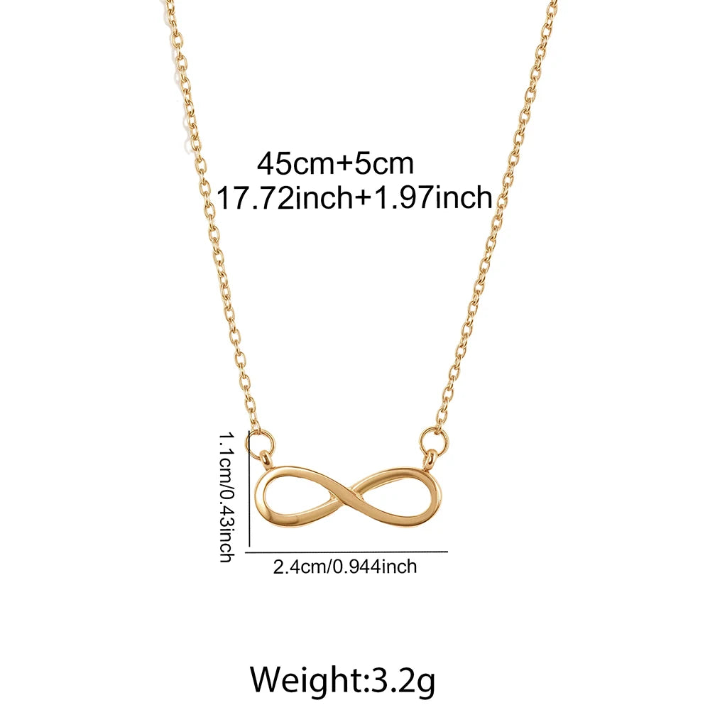 DGIDDK Stainless Steel Infinity Symbol 8 Character Pendant Necklace For Women Suitable For Daily Wear Collarbone Chain Jewelry
