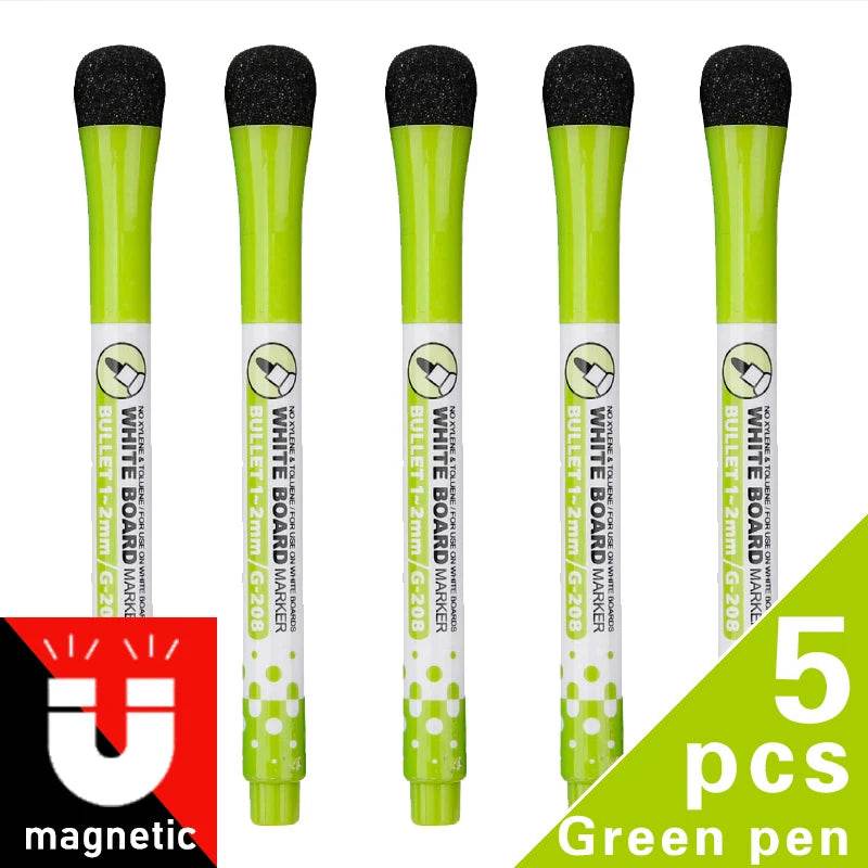 1 Set School Classroom Supplies Magnetic Erasable Whiteboard Pens Markers Dry Eraser Pages Children's Drawing Pen Board Markers - AIAZ