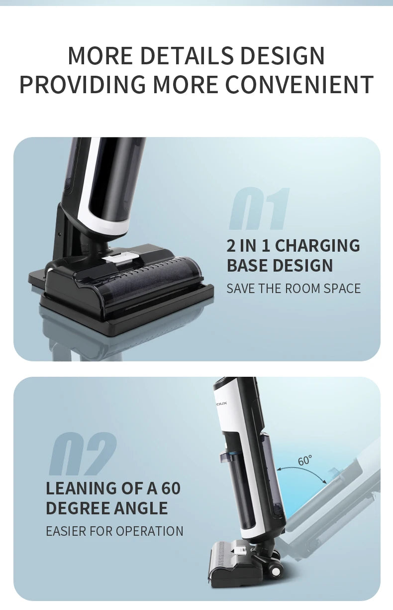 Liectroux i7Pro Cordless Vacuum Cleaner for Wet And Dry Cleaning, Smart Washing for Home Multi Surface Floor,14Kpa, Self-drying