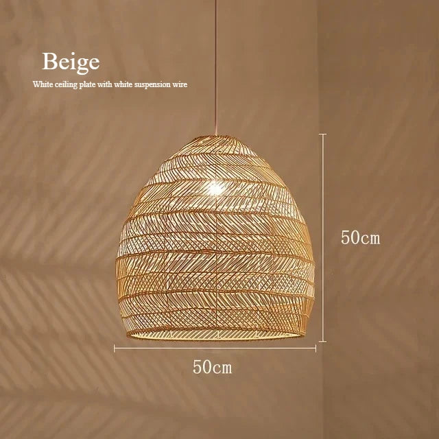 Japanese Style Wooden Woven Handmade Pendant Lights Restaurant Bedroom Study Room Chandelier Pastoral Rattan Tatami Chandeliers