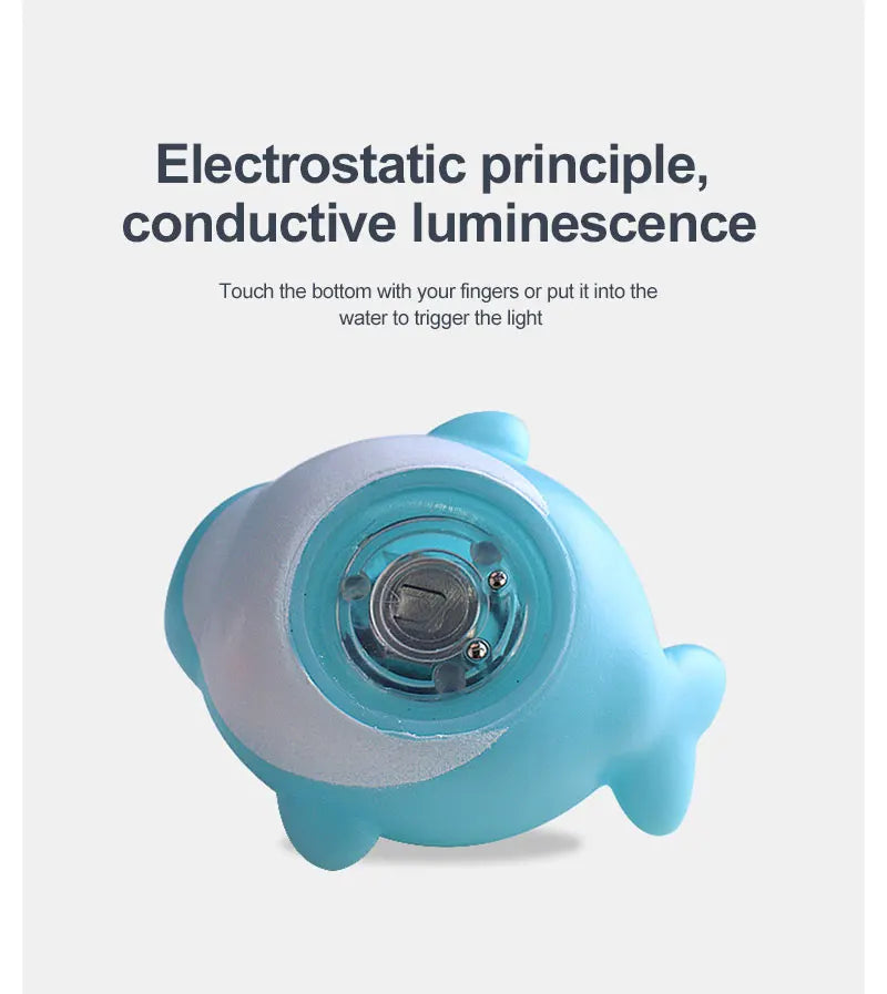 Cute Animals Bath Toy Swimming Water LED Light Up Toys Soft Rubber Float Induction Luminous Frogs for Kids Play Funny Gifts