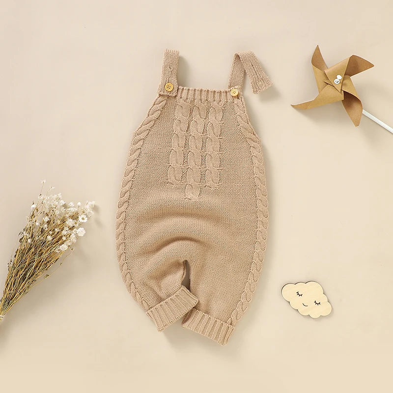 Infant Boys Girls Sleeveless Rompers Clothes 0-18m Newborn Babies Solid Color Knitted Jumpsuits Outfit Spring Fall Children Wear