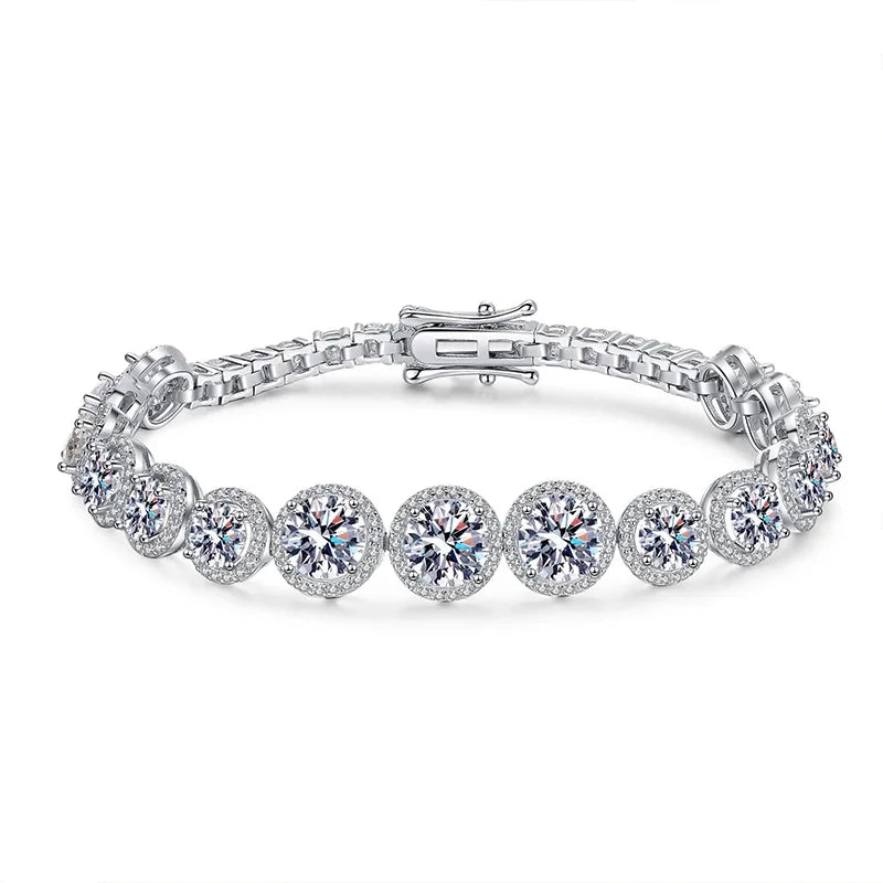 NeeTim D Color Moissanite Tennis Bracelet 925 Sterling Silver with White Gold Plated Shiny Bracelets Chian for Women Wholesale