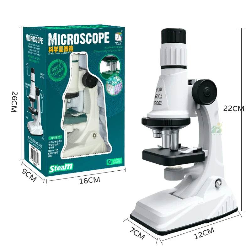 Children Science Biological 200x 600x 1200x Pocket Microscope Set Lab With LED Refined Instruments Montessori Education Toy - AIAZ