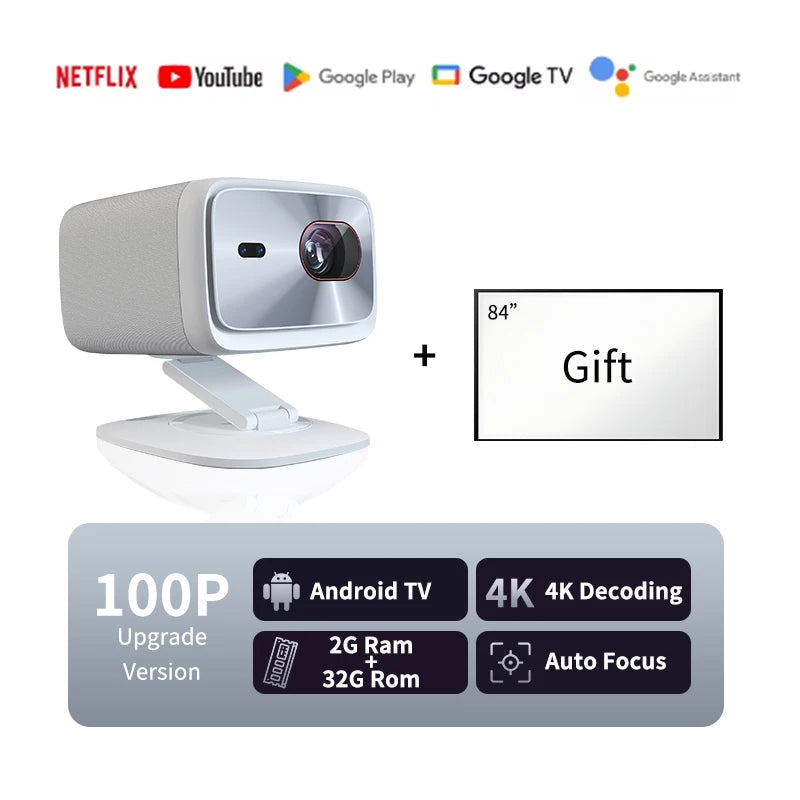 LENOVO 100P Full HD 1080P Projector 4K Smart Bluetooth WiFi 6 3000ANSI Auto Focus Home Theater Cinema High Brightness Projectors