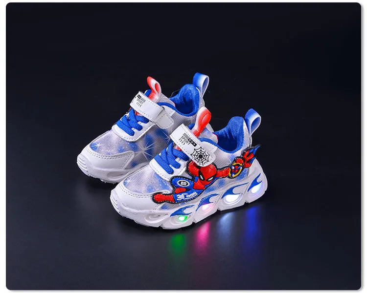 Disney Fashion Spiderman Baby Boys Sneakers Spring/autumn Children's Shoes Lighted Sneaker Trendy Kids Boy Sports Casual Shoes