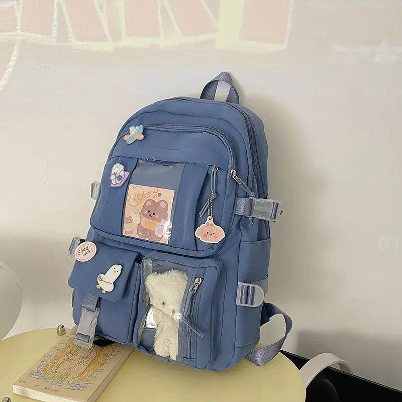Girls Backpack Cute School Bags For Student Teens Girls Pockets Women Laptop Backpack Harajuku - AIAZ