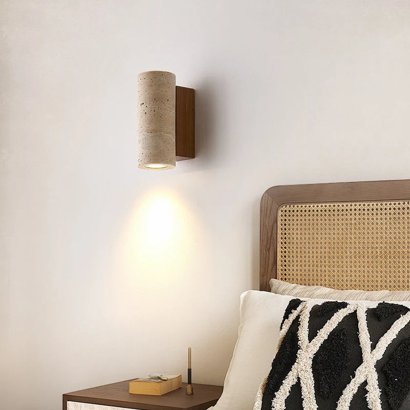 Simple Yellow Travertine Led Wall Lights For Balcony Bedroom Living Room Home Decor Modern Bedside Lamp Luminaria De Parede