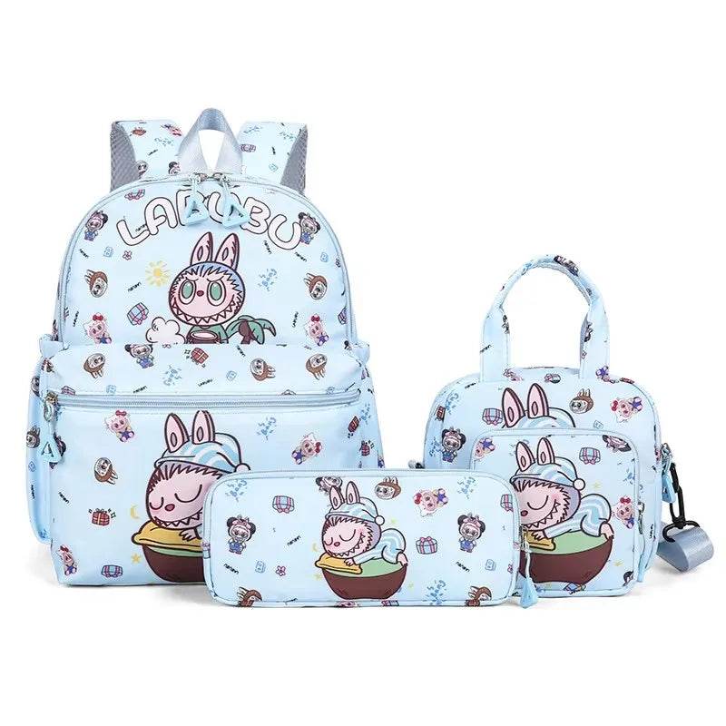 4Pcs School Bag Set For Elementary School Students Cartoon Printed Hello Kitty Kuromi Junior High School Backpack With Pen Bag - AIAZ