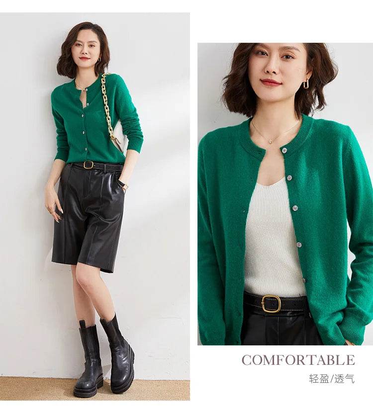 Women Cardigans Sweater O-neck Spring Autumn Knitted Cashmere Cardigans Solid Single Breasted Womens Sweaters 2022 - AIAZ