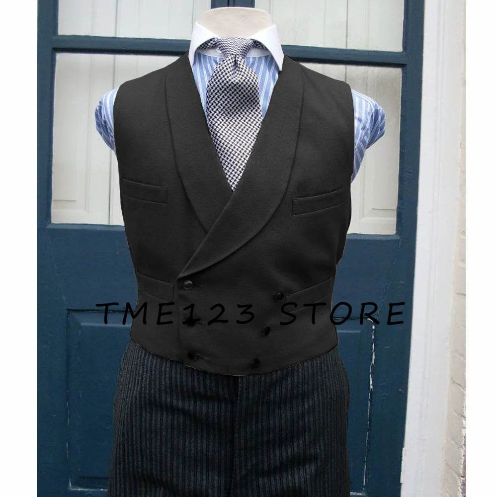 Men's Serge Casual Vest Business Double Breasted Vest Full Men's Suit Male Clothes Formal Suits Vests Clothing - AIAZ