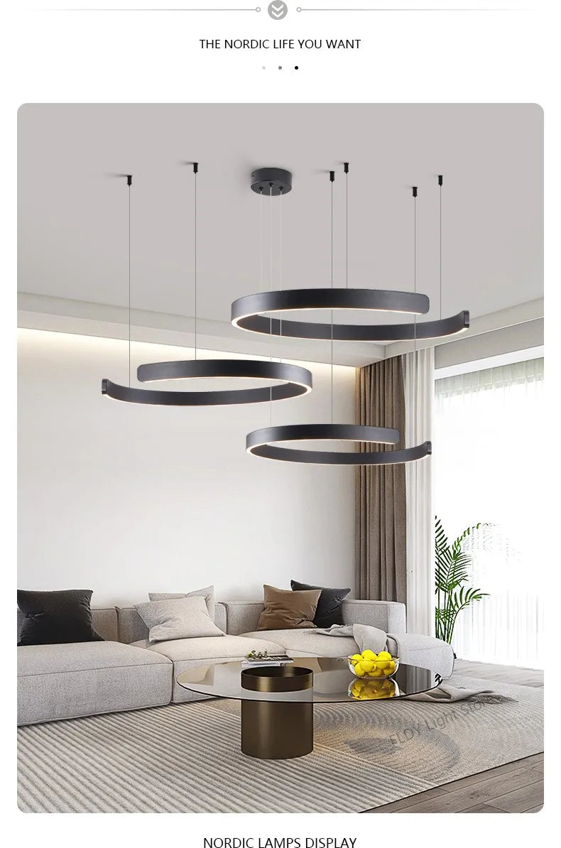 Ceiling chandelier Pendant light Chandeliers for dining room LED Bedroom living room nordic home decor Modern Round ring lamps