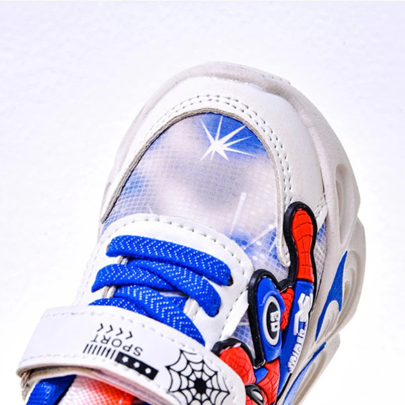 Disney Fashion Spiderman Baby Boys Sneakers Spring/autumn Children's Shoes Lighted Sneaker Trendy Kids Boy Sports Casual Shoes
