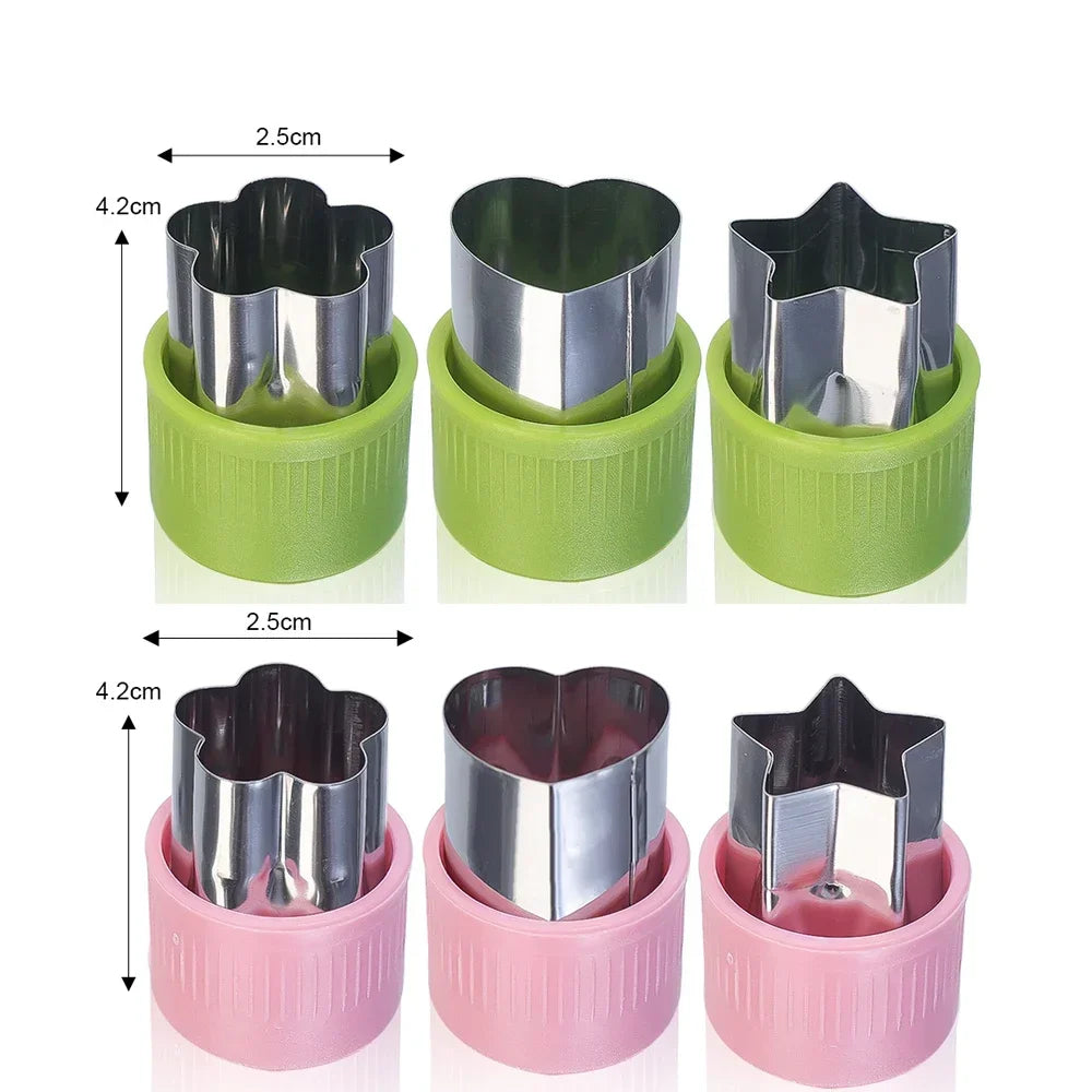 6/3PCS Vegetables Fruit Embossing Cutting Mold New Star Heart Flower Shape Stainless Steel Cutter Plastic Handle Kitchen Gadgets