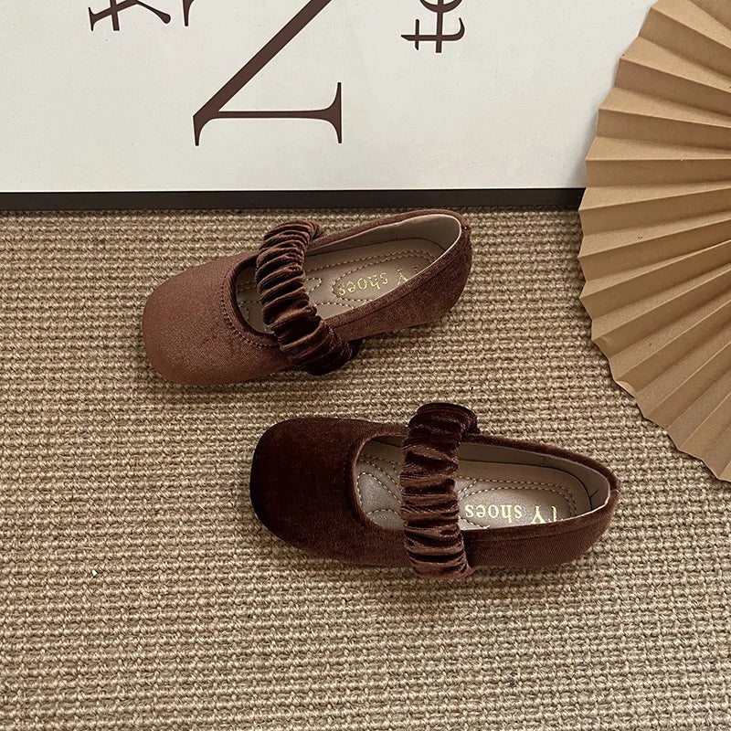 New 2025 Fashion Baby Girls Princess Band Shoes Shallow Velvet Infant Toddler Children Slip on Dance Shoes Soft Sole Flat Shoes