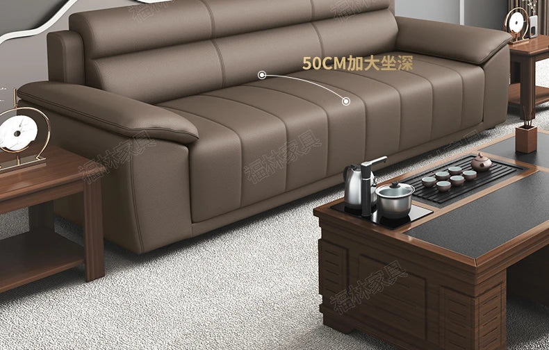Office Sofa Coffee Table Combination Modern Simple Business Three-person Reception Negotiation Area a Full Pull-out Armchair