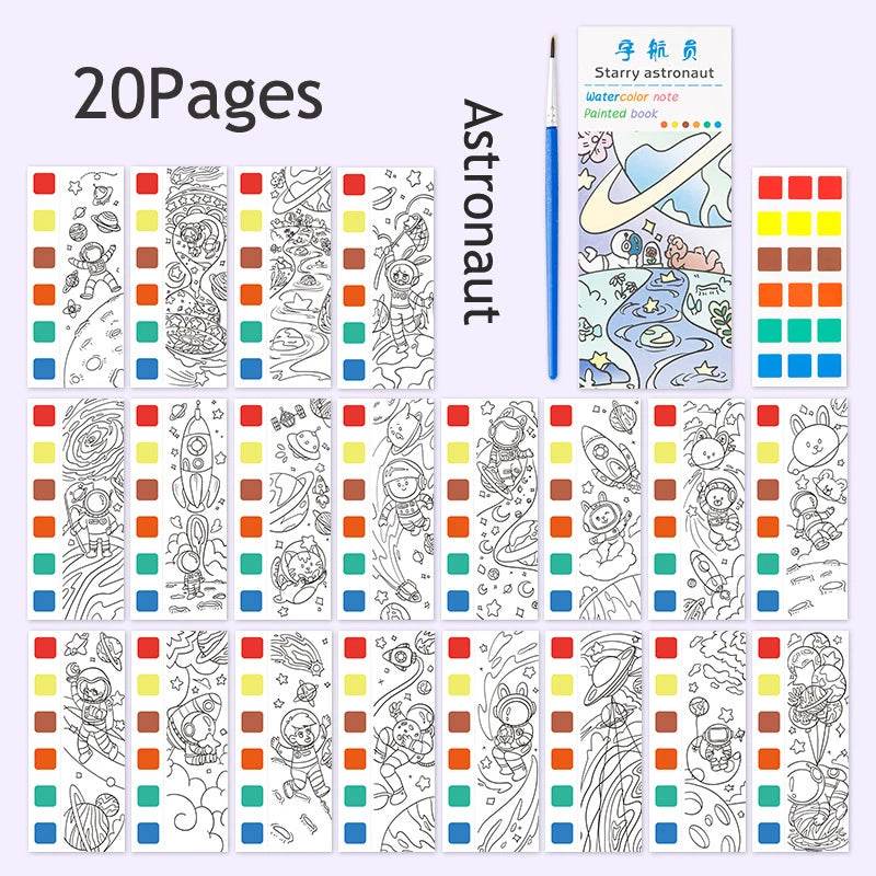 12Pages Coloring Books Portable Watercolor Painting Book Graffiti Picture Books Painting Drawing Toys For Children Gift - AIAZ