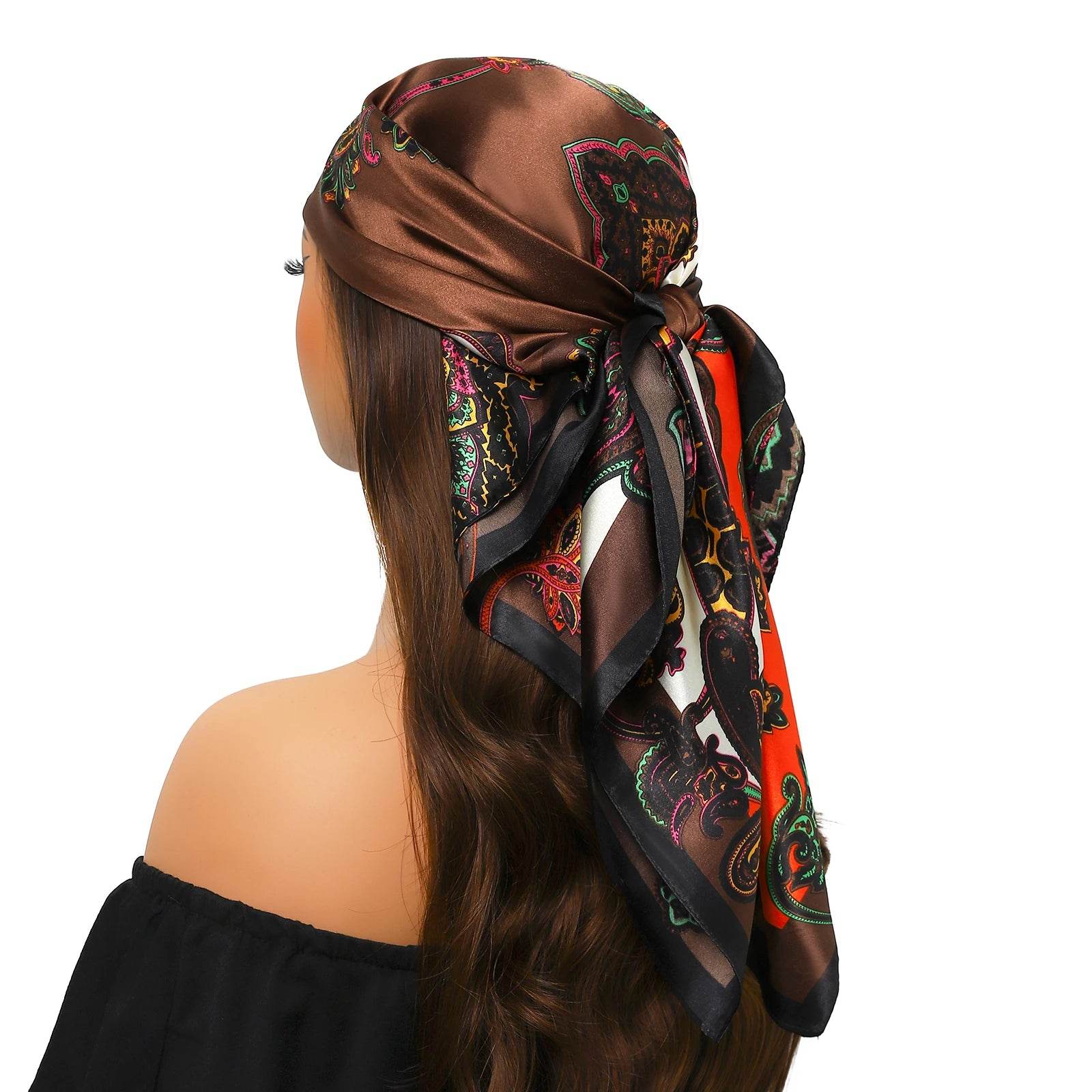 Head Scarf Women Luxury Brand Square 90*90cm Silk Foulard Satin Bandana Cheveux Soft Neckerchief Hijab Hair Scarves For Ladies - AIAZ