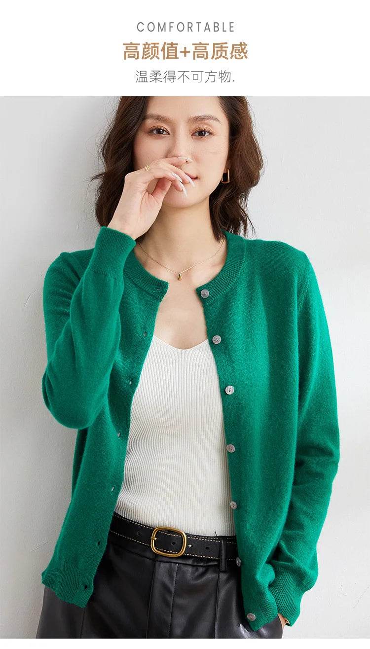 Women Cardigans Sweater O-neck Spring Autumn Knitted Cashmere Cardigans Solid Single Breasted Womens Sweaters 2022 - AIAZ