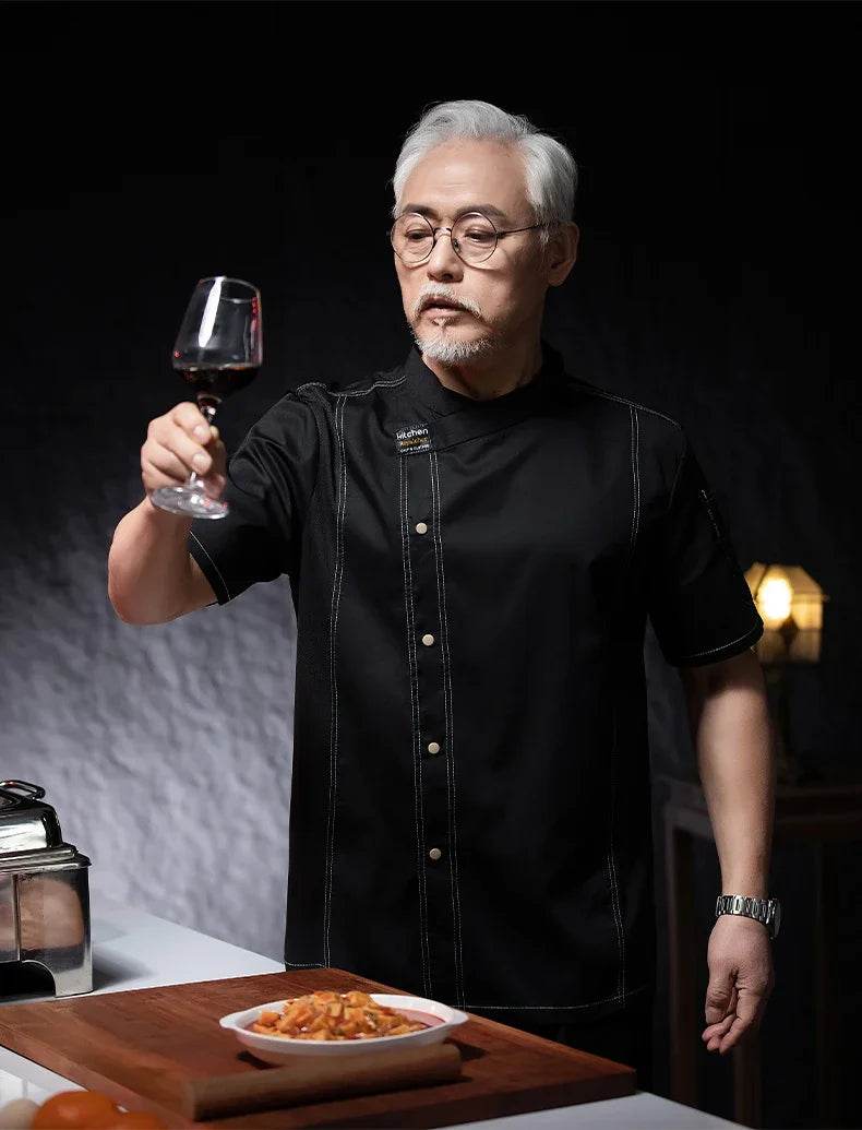 Men Head Chef Food service Kitchen Cooking Costume Pizzaiolo Cook Uniform Restaurant Chef's Jackets Bakery Cafe Working Clothes - AIAZ