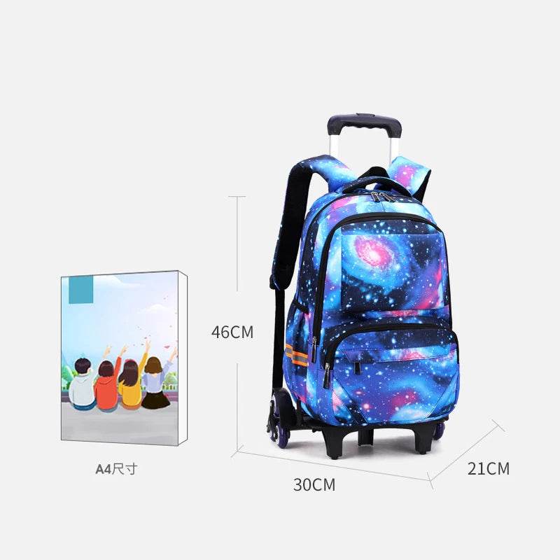 School bags with Wheels School Rolling Backpacks for Boys Trolley Bag Waterproof Orthopedic School Bag Student Wheeled Backpack - AIAZ