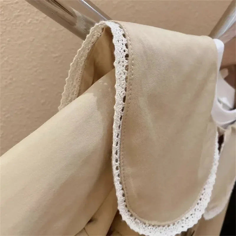 Girls Trench Coats Kids Fashion Waisted Jackets Children Turndown Collar Baby Cute Long Windbreaker Casual Outerwear Clothing