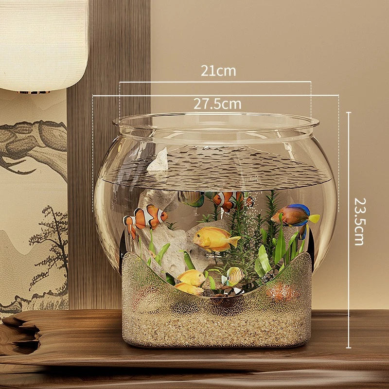 Plastic Sturdy Nicely Betta Fish Bowl Small Aquariums for Small Ornamental Fish and Reptiles High Transparency Glass Good View