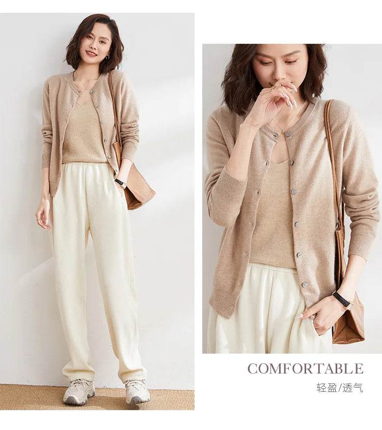 Women Cardigans Sweater O-neck Spring Autumn Knitted Cashmere Cardigans Solid Single Breasted Womens Sweaters 2022 - AIAZ