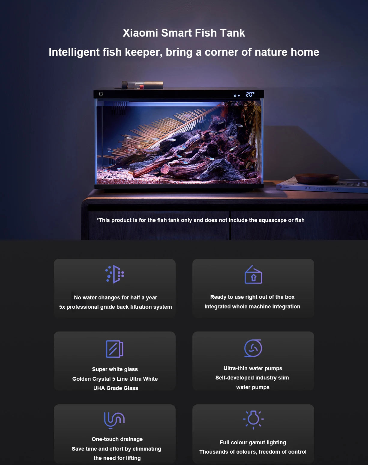 Xiaomi Mijia Smart Fish Tank MYG100 Work With Mijia APP Mobile Controlled Remote Feeding Smart Lighting System Light Aquarium20L