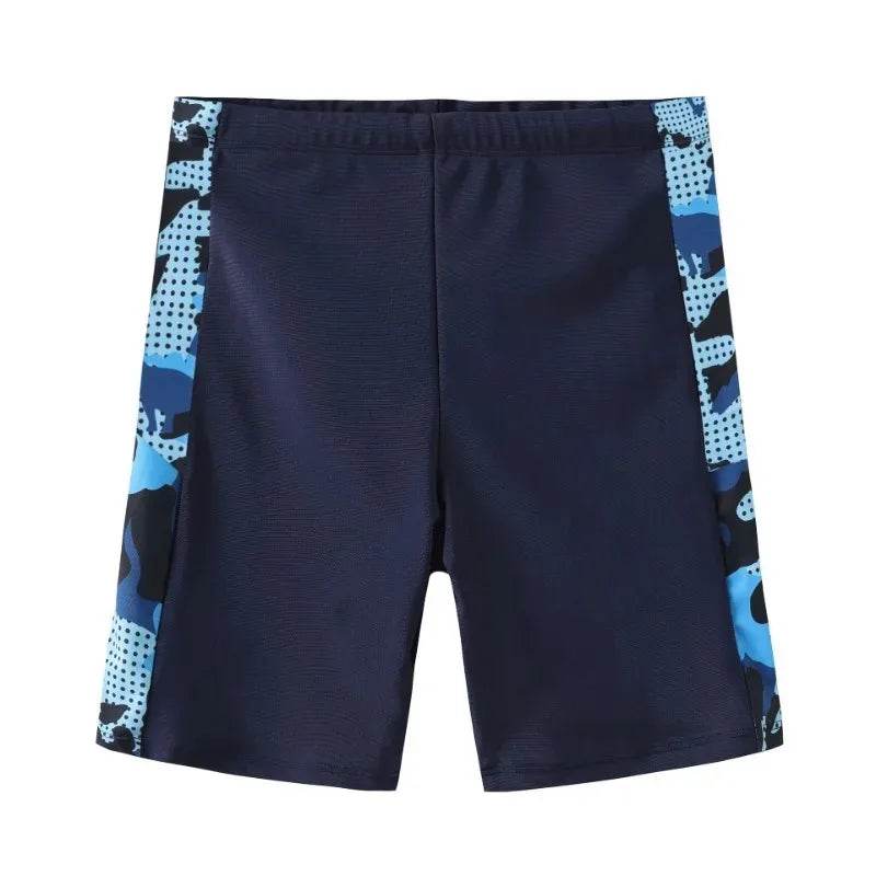 2-piece Set of Summer Children's Swim Trunks Swim Caps Boys' Swimwear Quick Drying Shorts Cartoon Print Beach Swimwear Ages 4-16 - AIAZ