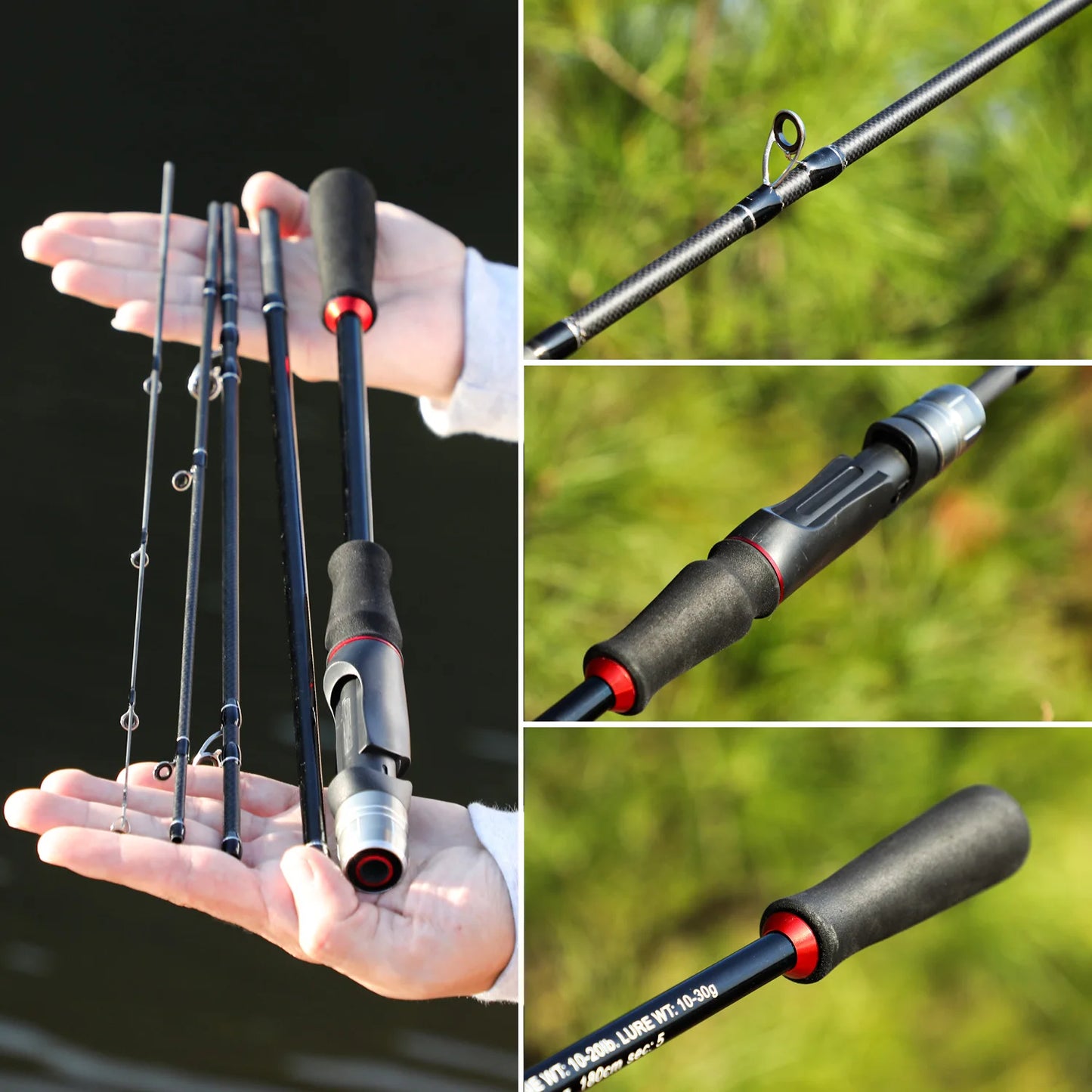 Sougayilang 1.8m 2.1m Lure Fishing Rod Carbon Fiber Spinning Casting Fishing Rod Bait Weight 10-30g Travel Fishing Pole Pesca