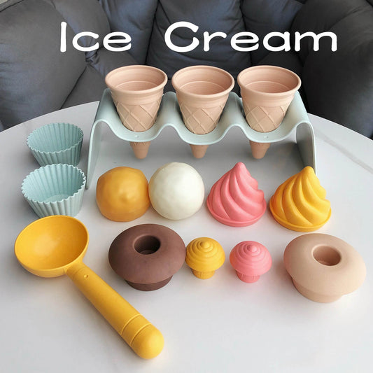 Children Beach toys play sand wheat straw material ice cream toys digging sand tools environmental Nordic wind outdoor - AIAZ