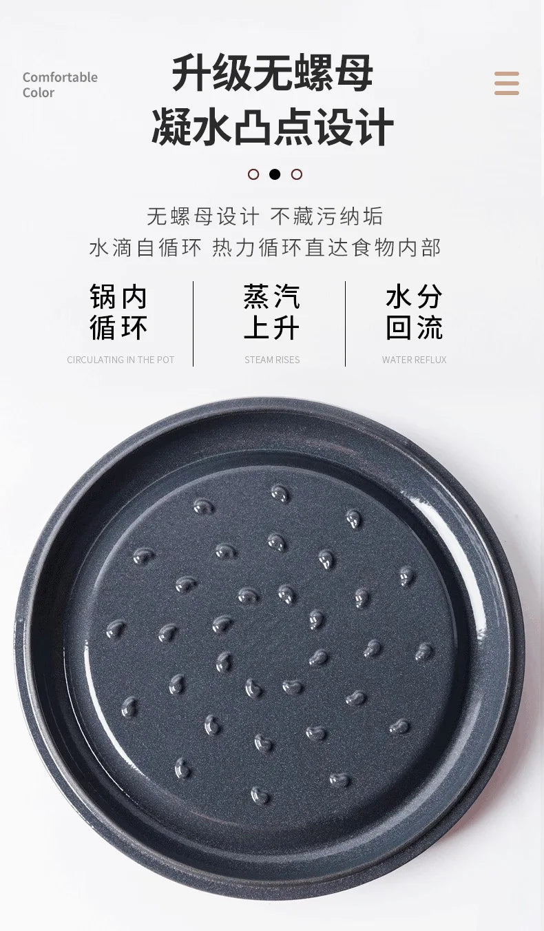 Quality Cast Iron Mama Pot, Home Frying Stew Pot, Large Capacity Non-stick Casserole, Deepen 28cm Enamel Soup Pot