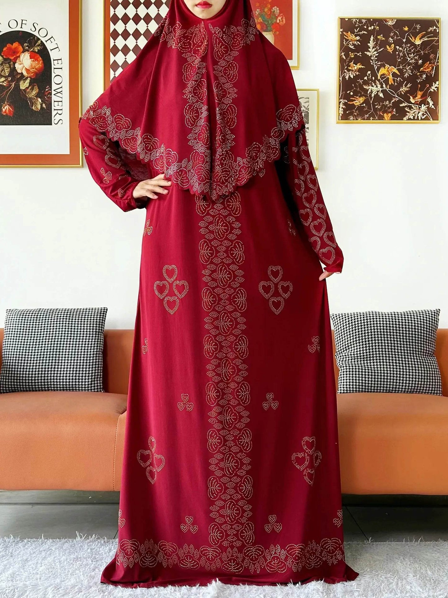 Muslim Two Piece Set Hijab Prayer Dress Fashion Abaya Set Women Prayer Garment Hijab Long Khimar Long Dress Sets Islamic Ramadan - AIAZ