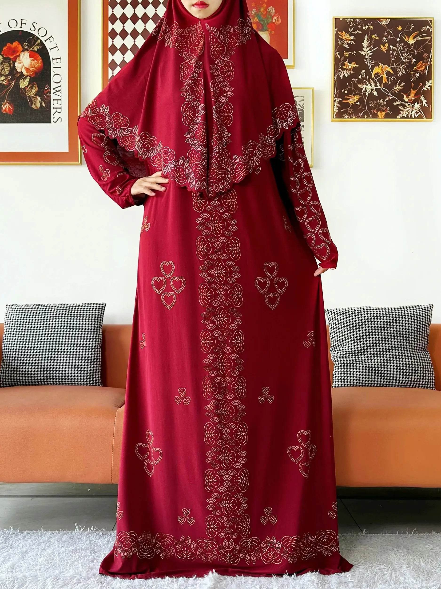 Muslim Two Piece Set Hijab Prayer Dress Fashion Abaya Set Women Prayer Garment Hijab Long Khimar Long Dress Sets Islamic Ramadan - AIAZ