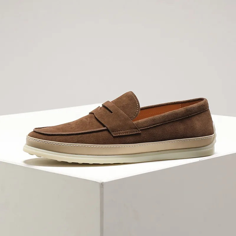 Mens Suede Loafers Summer Breathable Slip On Comfortable Casual Driving Shoes